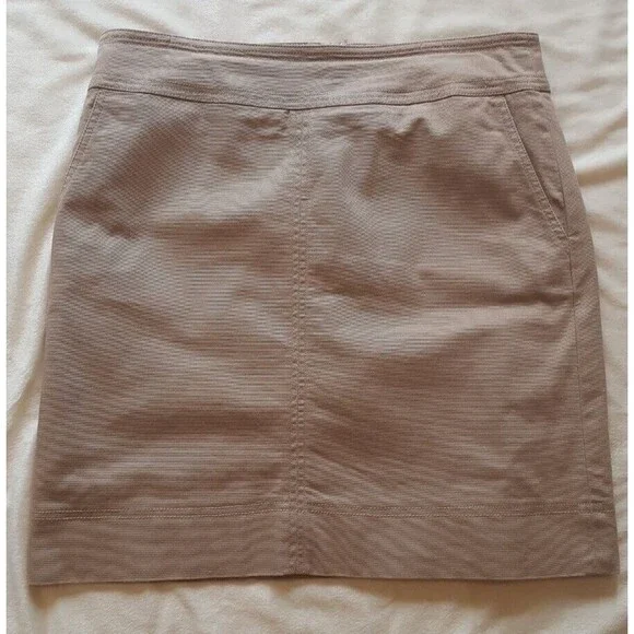 Talbots‎ Skirt Womens 10 khaki Cotton Pencil Back Zip Lined Knee Length- 23147