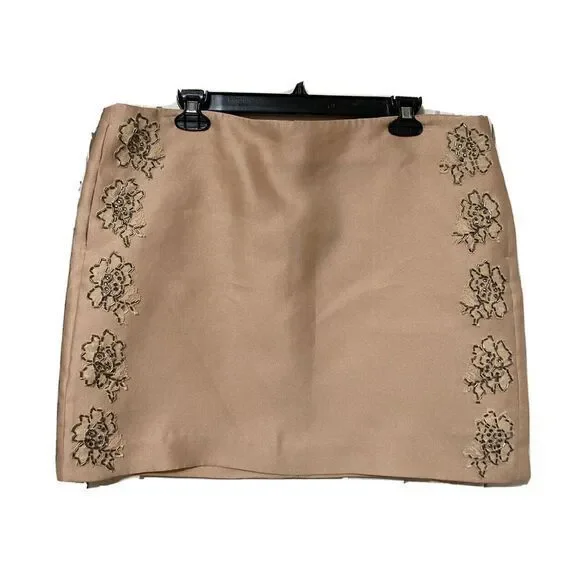 BY TIMO‎ Womens Skirt NEW Size XL powder pink Floral Beaded Silk Blend Ti Mo