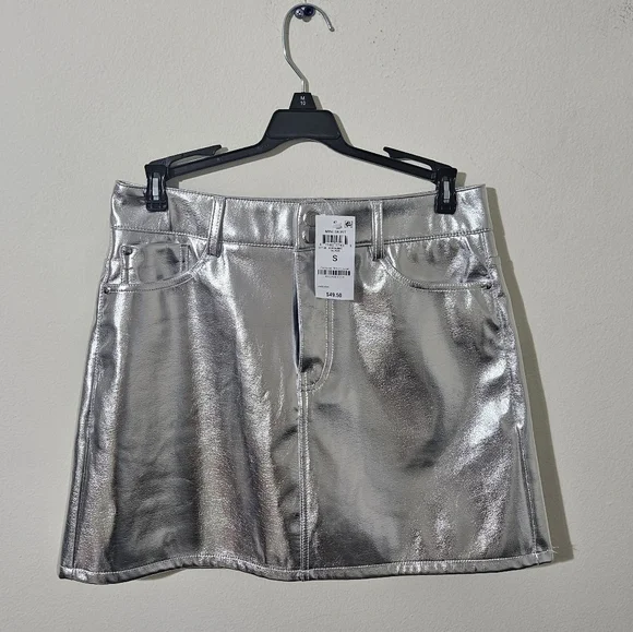 And Now This Metallic Faux Leather Mini Skirt NWT!