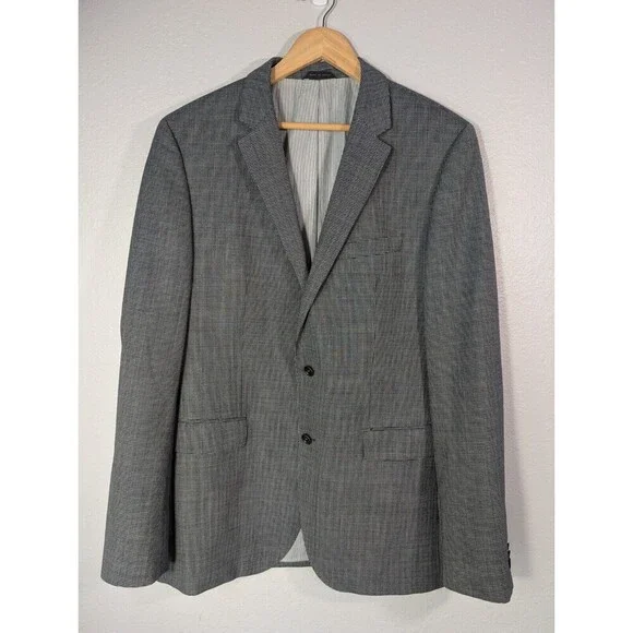Hugo Boss‎ The Keys Gray Plaid Wool Suit Jacket 42 Long