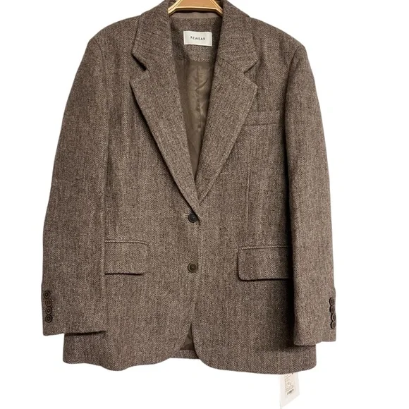NWT Mens Rewear Wool Linen Blend Herringbone Suit‎ Jacket