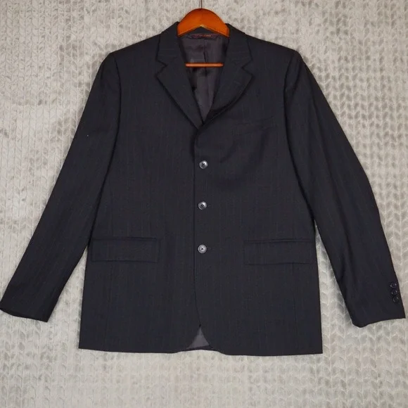 Brooks Brothers Brooksease Blazer Mens 18 Navy Pinstripe Wool 3-Button