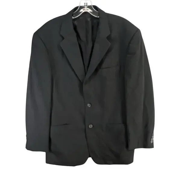 Pronto‎ Uomo Suit Jacket Mens 42L Black Wool Sport Coat Blazer Business Classic