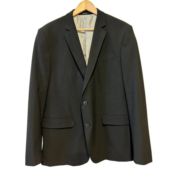 J Ferrar Super Slim Fit Black Mens Preppy Sports Coat Two Button Jacket Size 44R