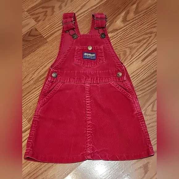 Y2k Oshkosh B’Gosh vestbak corduroy overall dress 2t vgt‎ red
