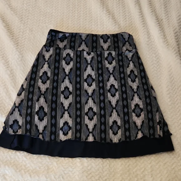 Patterned Blue-toned Abstract A-Line Women's Reversible Skirt