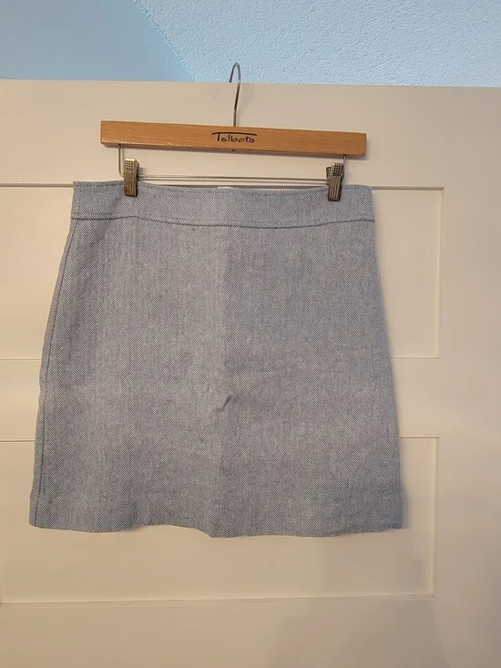 J. Crew Light Blue Mini Skirt with Subtle Herringbone