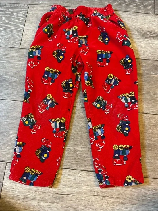 Vintage OshKosh Made in USA Train Corduroy Pants 3T
