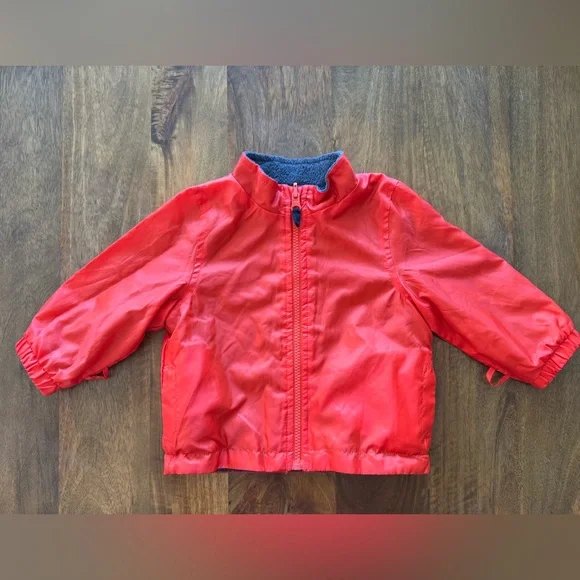 OshKosh B’gosh orange‎ gray fleece reversible jacket  baby kids size 18m