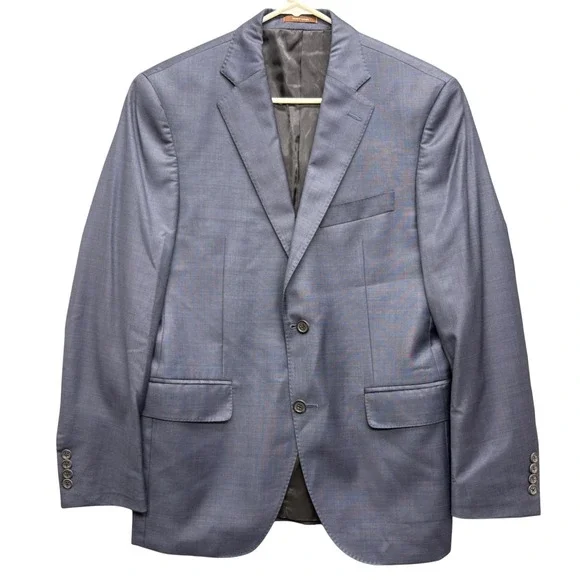 Peter Millar Mens 38S Blue 100% Wool Two Button Blazer Sport Coat Made in Canada