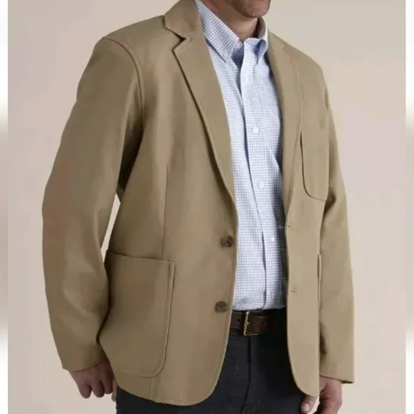 Duluth Chore Sports Coat Blazer Jacket Men L Fire Hose Canvas Cargo Pocket Brown