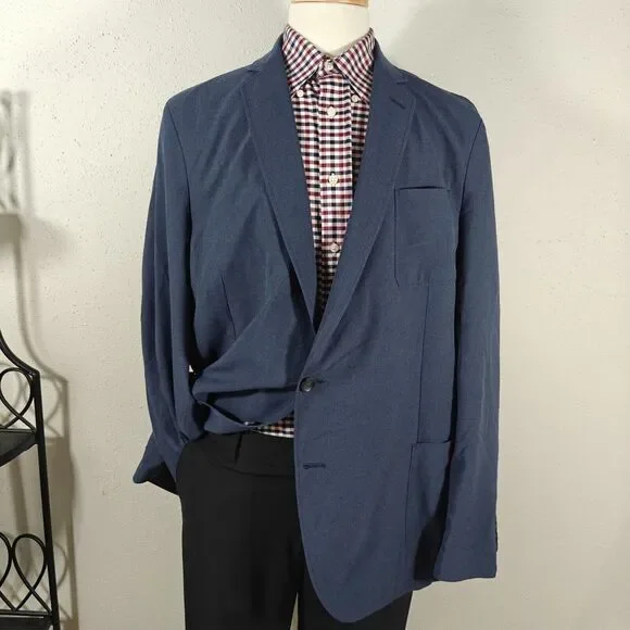 Haggar Men's Sport Coat Blazer Two Button Unstructured Polyester Sz‎ XL 48-50R