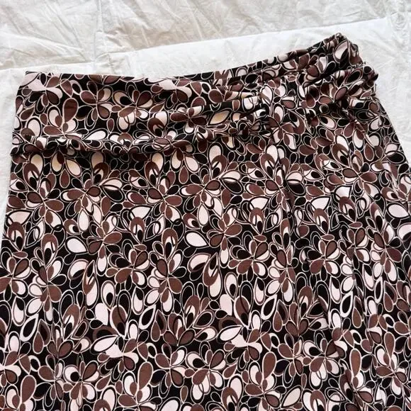 Vintage y2k floral abstract midi skirt brown black size medium mod whimsigoth‎