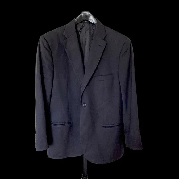 Valentino Mens Black Two Button Blazer Sport Coat Luxury Tailored Suit Jacket