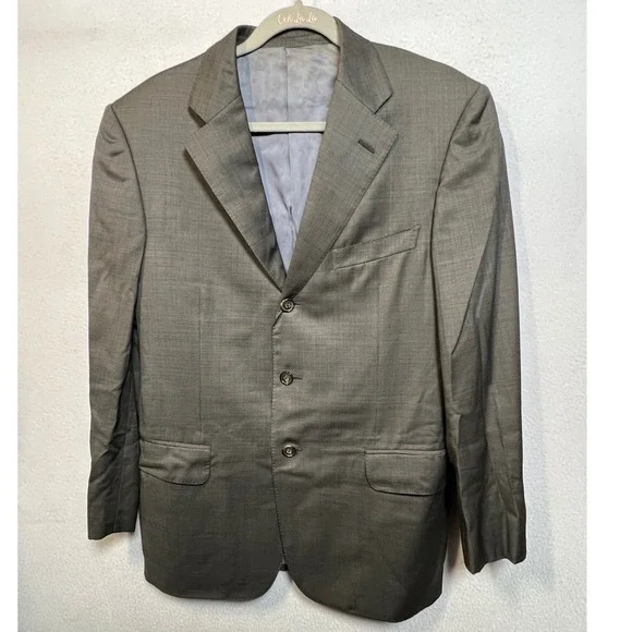 Ermenegildo Zegna Mens Blazer Super 100s Wool 46 Gray 3-Button Sport Coat Jacket
