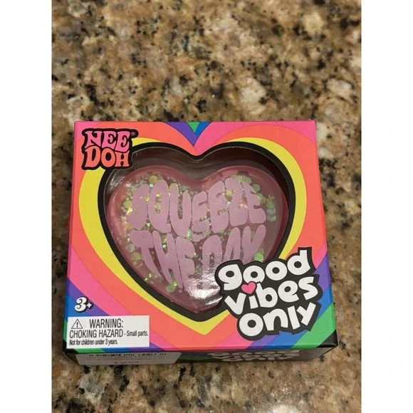 NeeDoh Good Vibes Only Heart Pink Heart 