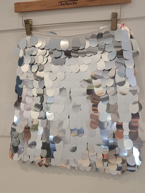 Silver Sequin Mini Skirt