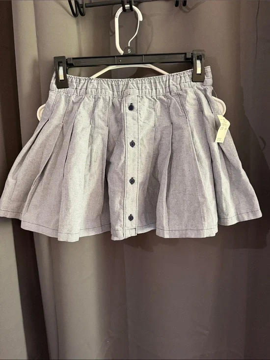 aerie Light Blue Button-Front Mini Skirt