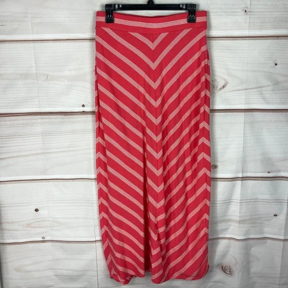 Sonoma Skirt Womens Small Jersey Knit Maxi Pull On Chevron Print‎ Pink Long