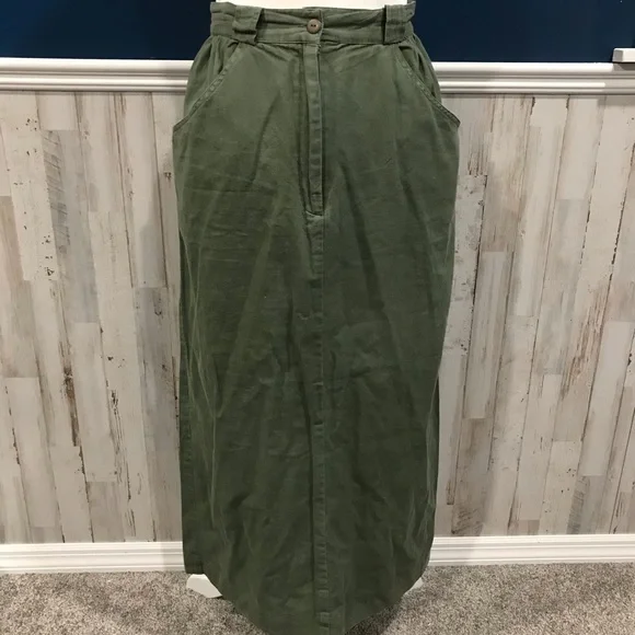 Vintage Olive Green Maxi Skirt