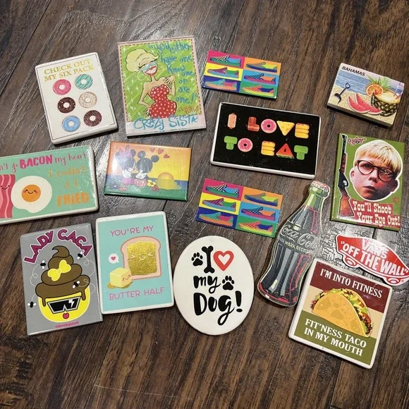 Lot of 15 Assorted‎ Refrigerator Magnets Vintage Novelty Coca Cola Mickey Vans