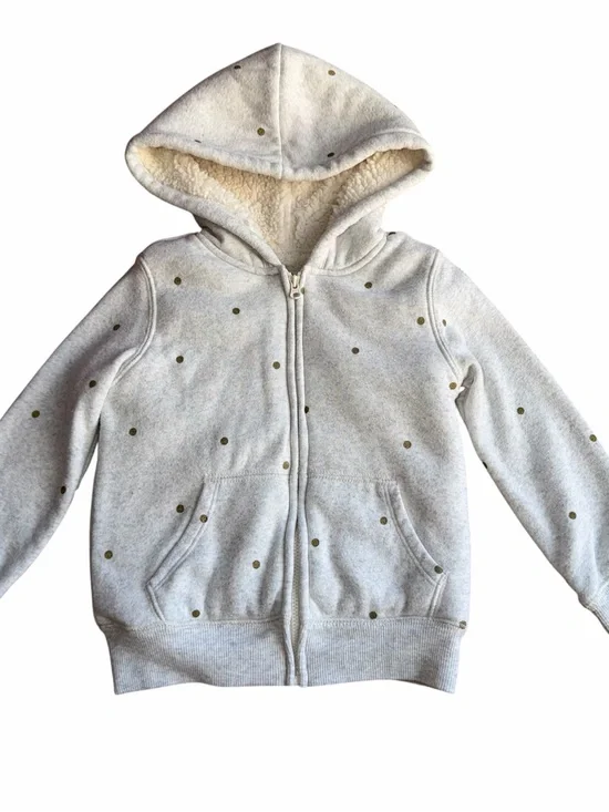 Oshkosh B’Gosh Little Girls Gray Hooded Sherpa Lined Zip-Up Sweatshirt Jacket