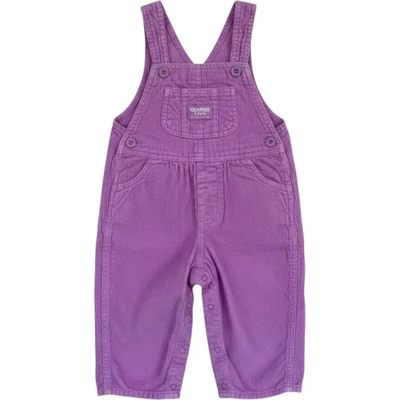 OshKosh B'gosh Corduroy Overalls Toddler 18M Purple Vintage Bibs 816-0008 90 Y2K