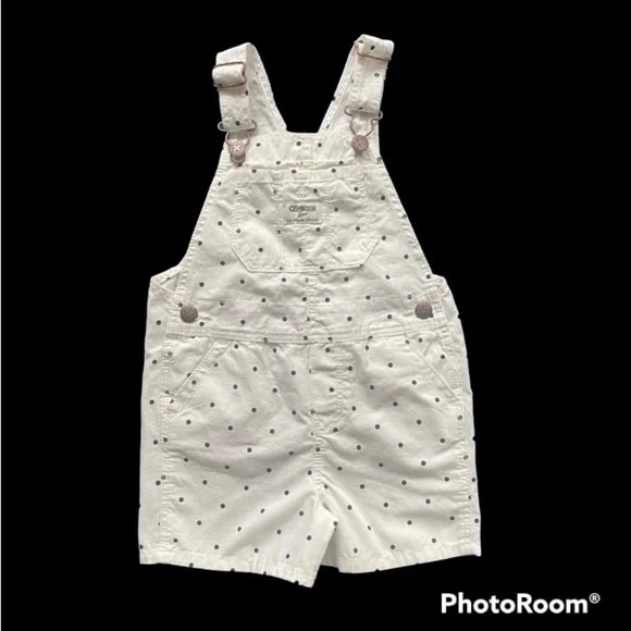 OSH KOSH-WHITE OVERALL SHORTS-3T