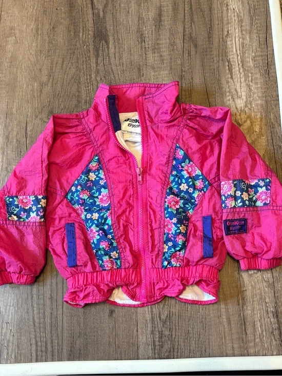 Vintage 90s Y2K Oshkosh B’Gosh Kids Clothes Windbreaker Jacket  Pink Floral 4