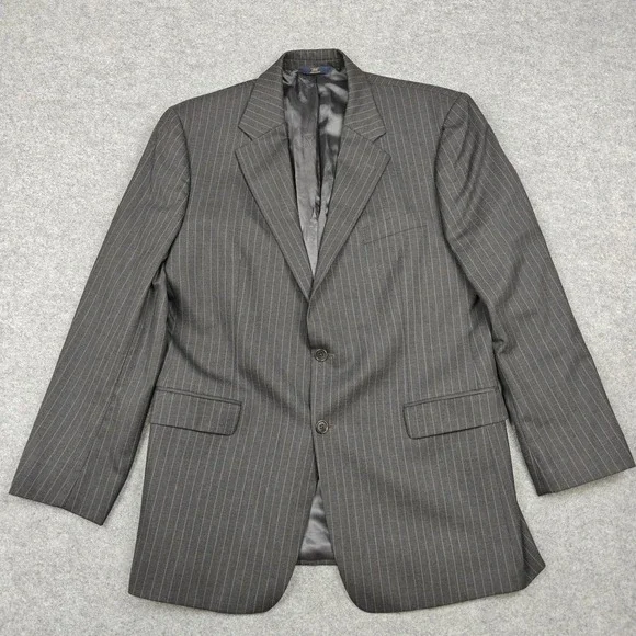 Brooks‎ Brothers Blazer Mens 44L Gray Wool Pinstripe Stretch Sport Coat Jacket