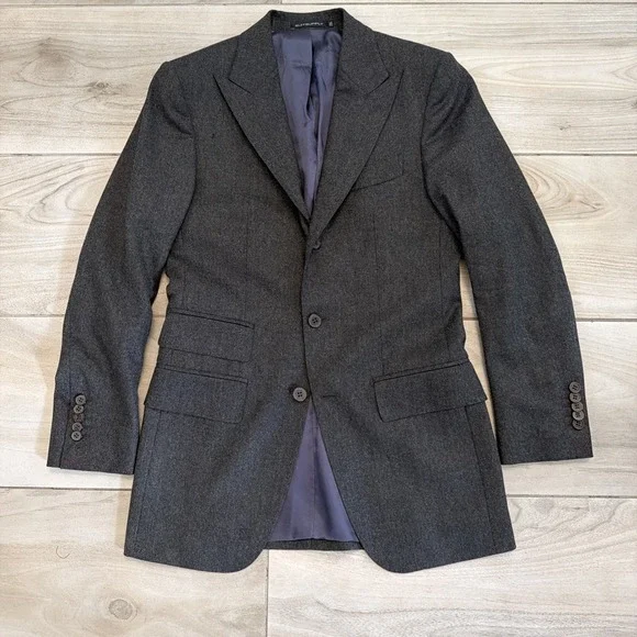 Suit Supply Washington Slim Fit  Jacket Charcoal Grey 100% Wool Super 120 34R