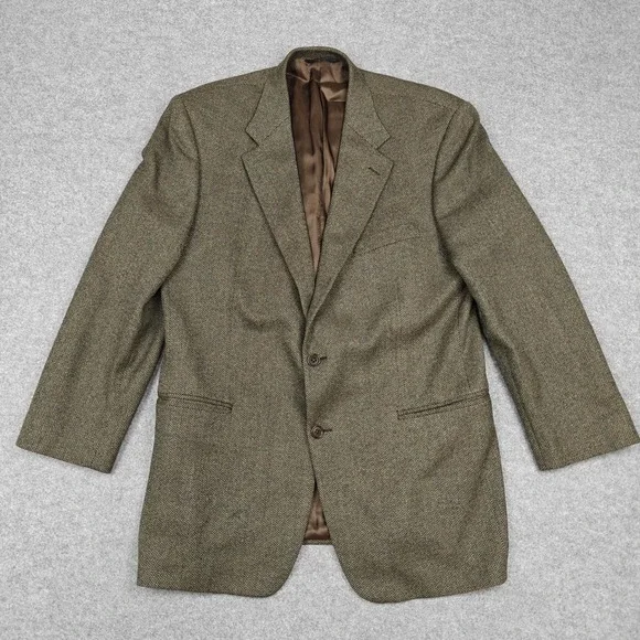 Brooks Brothers Blazer Mens 54 Brown‎ Wool Herringbone Tweed Sport Coat Jacket