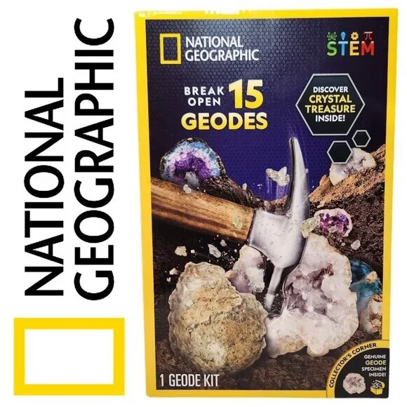NEW National Geographic Break open 15 Geodes STEM Kit Science Geology Classroom