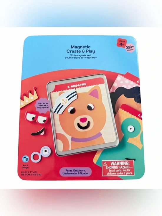 Gigglescape Magnetic Create & Play Set 200+ Magnets, Cards, Tin Case