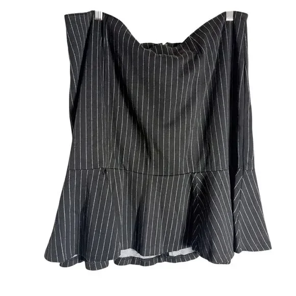 Lane Bryant Black White Pinstripe Flare Flounce Mini Skirt Plus Size 18