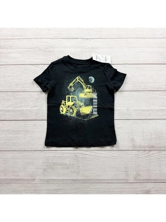 OshKosh B’gosh Boys Graphic Excavator T-Shirt Black NWT 9-12 Months