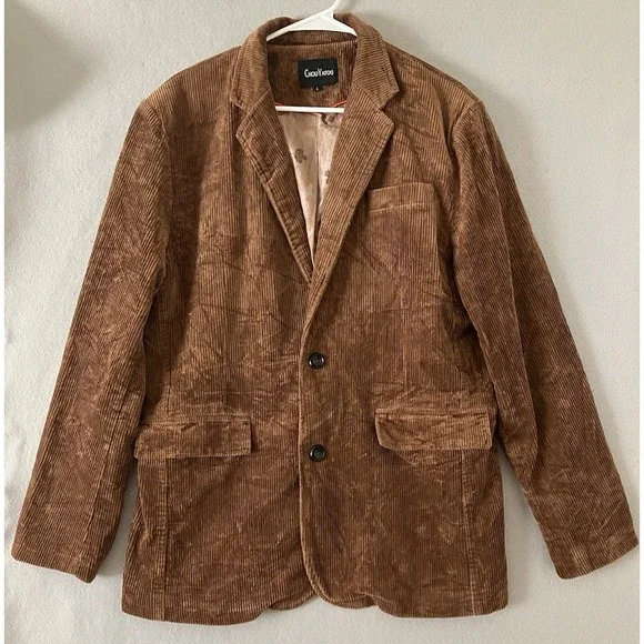 Chouyatou Men's Vtg (L) Casual Work Wear Corduroy Suit Blazer Jacket Old Money