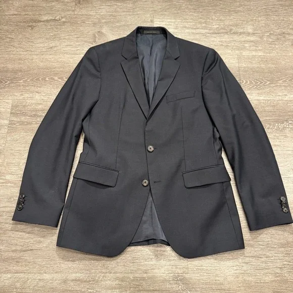 Hugo‎ Boss Sport Coat Mens 36 R Blue Wool Two Button Jacket Blazer Preppy Pocket