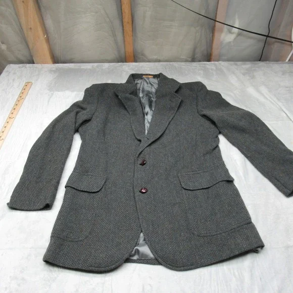 Pendleton Blazer Jacket Mens 42L‎ Black Wool Tweed Sport Western Button VTG 90s