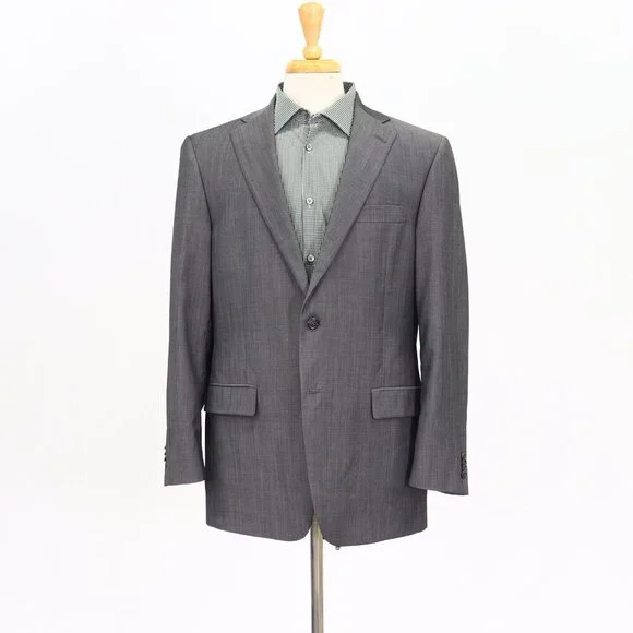 Hart Schaffner Marx 42R Gray Solid 2-Button Sport Coat Blazer Jacket T182