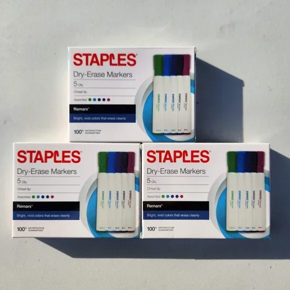 NEW Staples Dry Erase Markers 15 Count Chisel Tip Assorted Colors School Classro