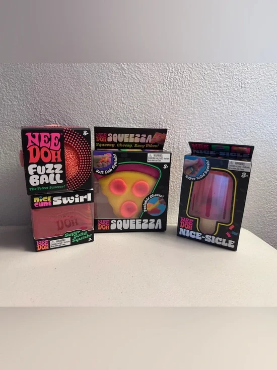 Nee Doh Squeezza Pink & Yellow Pizza Slice Sensory Squishy Toy