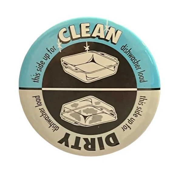 Vintage Blue White Clean Dirty Dishwasher Magnet 3