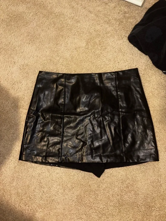 Abercrombie & Fitch Black Faux Leather Mini Skirt