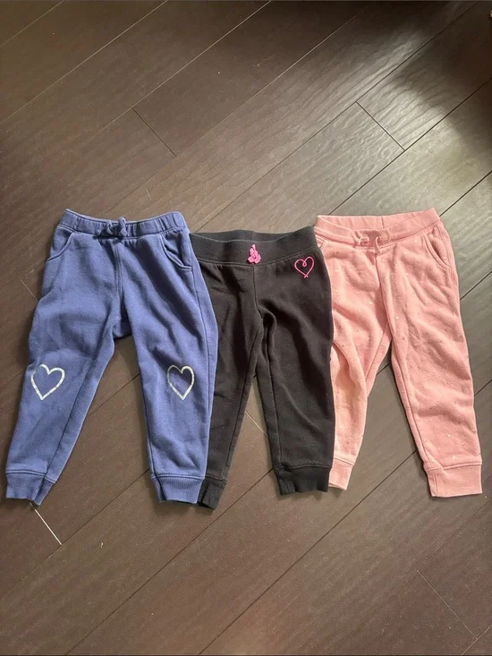 OshKosh B'gosh Girls' Heart-Accent Joggers - Blue, Black, Pink
