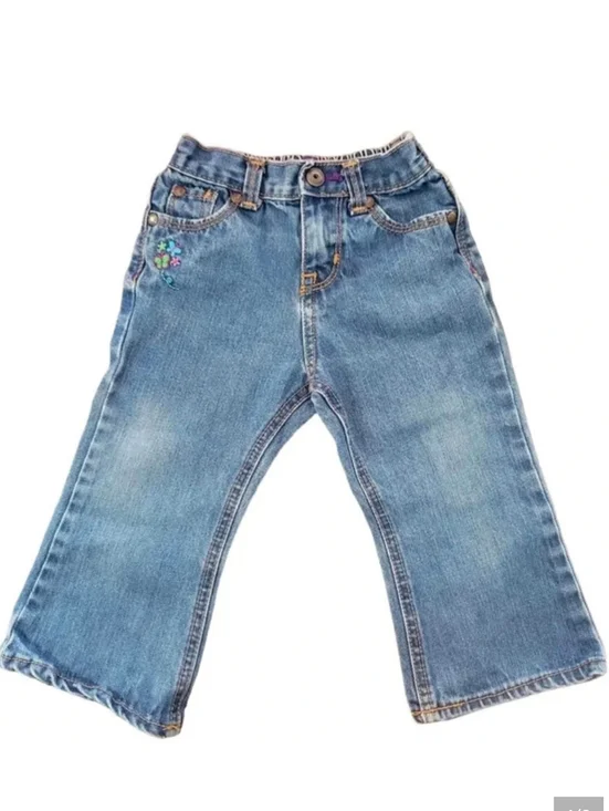OshKosh Cotton Denim Embroidered Jeans Toddler Girl 24mo Cottagecore Boho