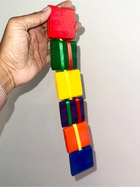 Wooden Jacobs Ladder Toy Rainbow Retro Vintage Kinetic Illusion Fidget Blocks