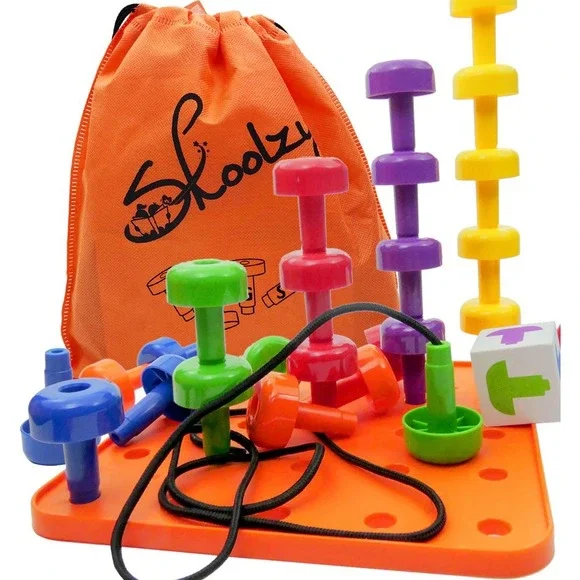 Skoolzy Peg Board Set Toddler Educational‎ Toy Colorful Montessori New Sealed