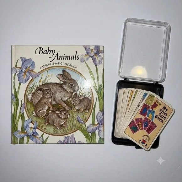 Vintage 1980s Discovery Toys Lot Baby Animals Change A Picture Book & Card Game