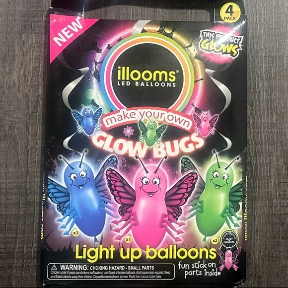 💞 New 4-Pack of Illooms LED Glow Bugs Light Up Party Balloons